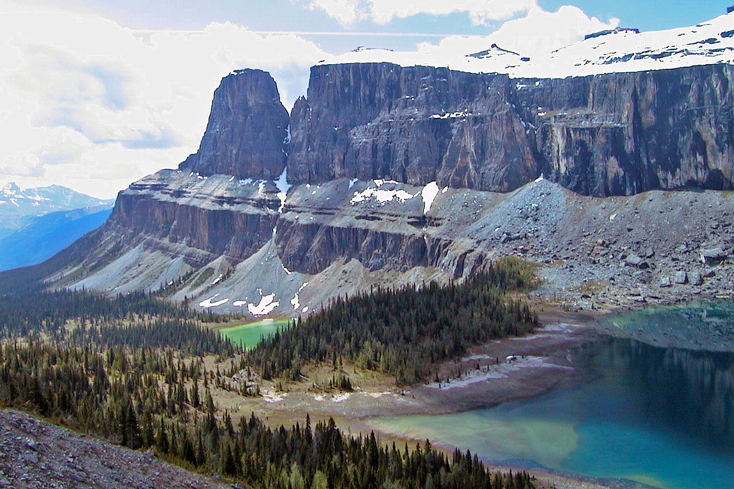 climbing above the lake