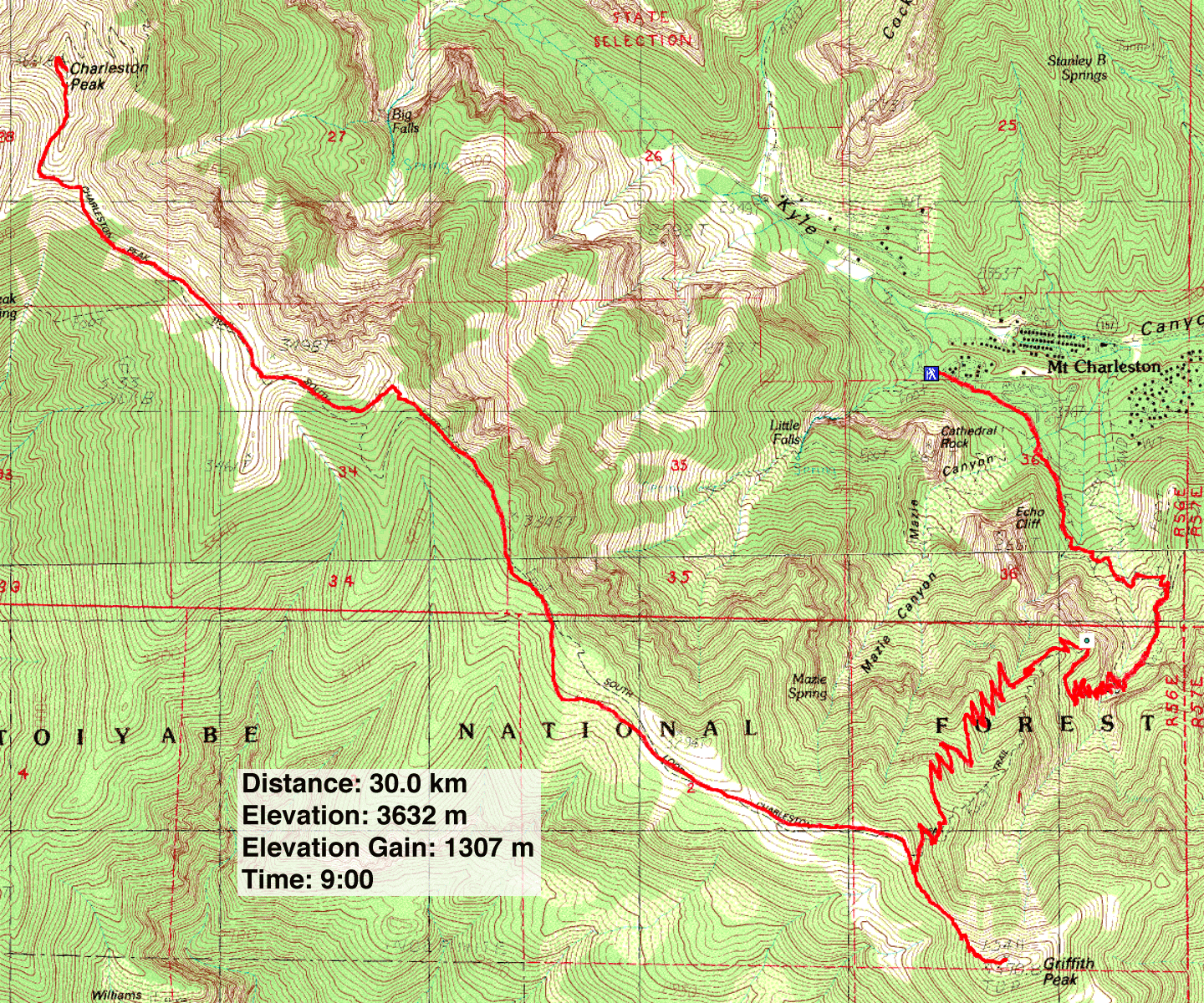 Mount Charleston Hiking Trails Map